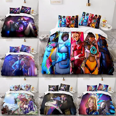 Cosplay OW DVA D.va 3D Duvet Cover Bedding Set Pillowcase Quilt Single Double • £16.68