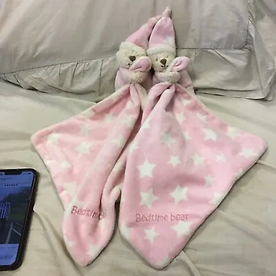 Mothercare Pink My Bedtime Bear Comforter Soft Toy Star Blankie X2 • £13.99