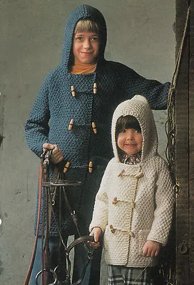£1.99 • Buy Knitting Pattern - Aran- Childs Knitted Duffle Coat- Fit 24-30   Nice For Winter