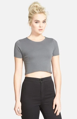 £14.49 • Buy Topshop Rib Crop Top Tee Grey Size 4