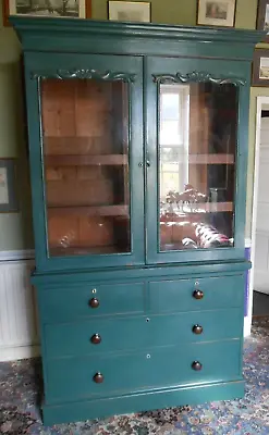 Antique Victorian Painted Linen Press / Cupboard / Chest Of Drawers • £995