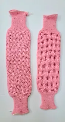 Vintage Leg Warmers Pink Crochet Knit Stretch Accessories Size 20  • $14.96