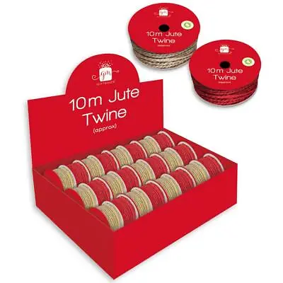 10m Natural + Red Colour 2mm Jute Twine String Crafts Linen String Floristry • £5.99