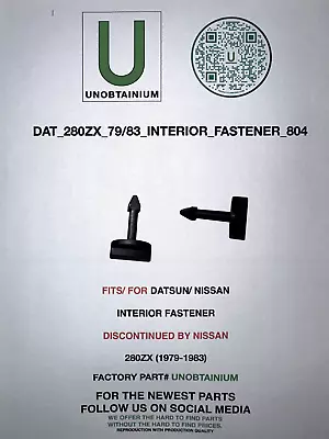 Fits For Datsun Nissan 280zx 1979-1983 Interior Fasteners (set Of 2) • $10