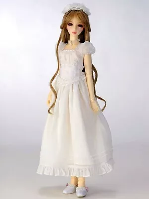 BJD Volks Super Dollfie Dream DD SD SD13 Girl White Frilled-Hem Dress Outfit Set • $59.95