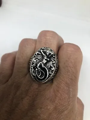 Vintage Mermaid Ring Southwestern Black Inlay Size 10 • $55