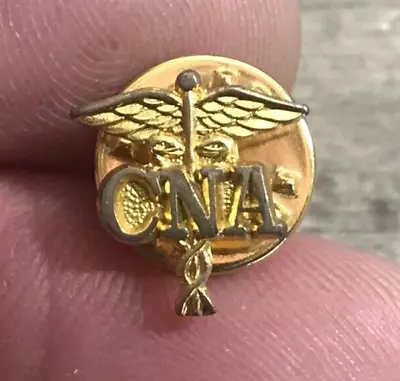 CNA Certified Nurse Assistant Caduceus Medical Gold Tone Small Lapel Hat Bag Pin • $7.97