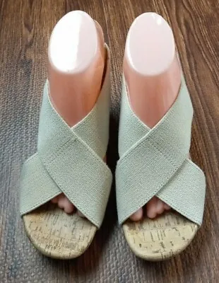 A.N.A Women's Beige Cork Sandal Wedge Shoe Sz 9 M • $15
