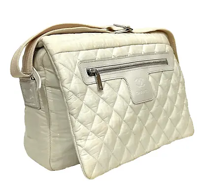 CHANEL White Nylon Coco Cocoon Large Messenger Shoulder Bag • £626.73