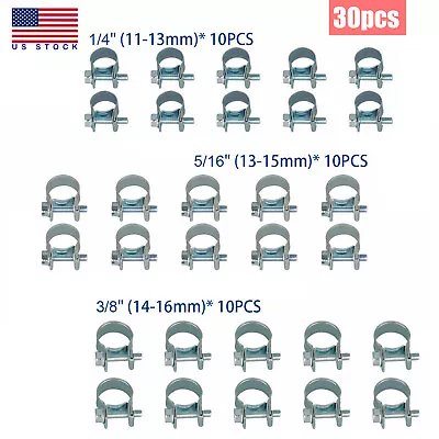 $8.66 • Buy 30 Pcs 1/4  5/16  3/8  Fuel Injection Gas Line Hose Clamps Clip Pipe Clamp