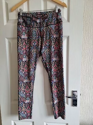 Liberty Of London Tree Of Life Stretch Leggings Black/Pink Floral Print Size M • £33