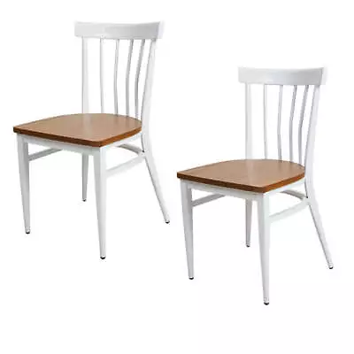 School House Back Metal Restaurant Chair -Solid Wood Seat And Metal Legs Set... • $333.98