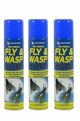 3X 300ml PESTSHIELD FLY AND WASP KILLER MOSQUITO KILLER SPRAY FLY KILLER SPRAY • £8.97