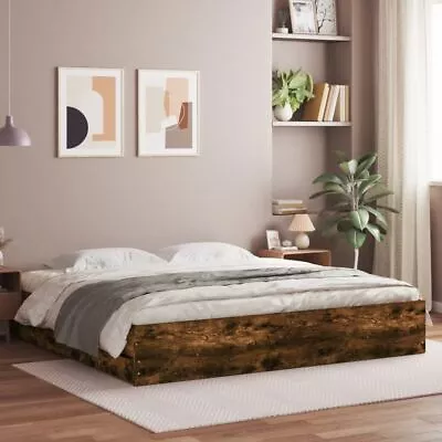 Industrial Rustic Smoked Oak Wooden Super King Size Bed Frame With Drawers • £214.99