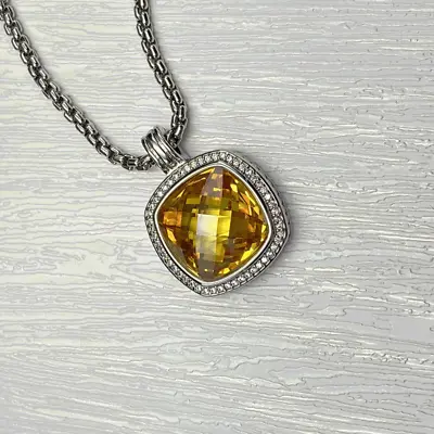 $89.77 • Buy David Yurman Square Yellow Gemstone Pendant Necklace
