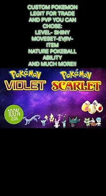 $1.99 • Buy Pokemon Scarlet & Violet - Any Custom Pokemon 6iv Shiny Or None Shiny.