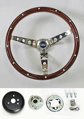 Bronco F100 F150 F250 F350 Wood Steering Wheel High Gloss Grip With Rivets 15  • $208.90