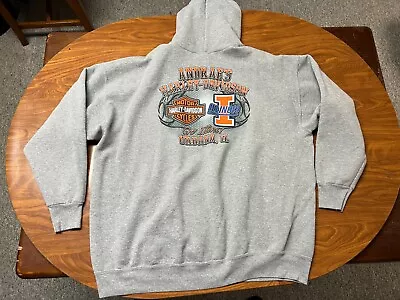 Mens Used Harley Davidson Motorcycles Gray Illinois Pullover Hoodie Size 3xl • $15.50