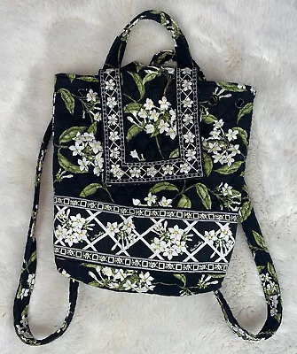 Vintage VERA BRADLEY Black Floral Small Backpack Tote Bag • $14.99