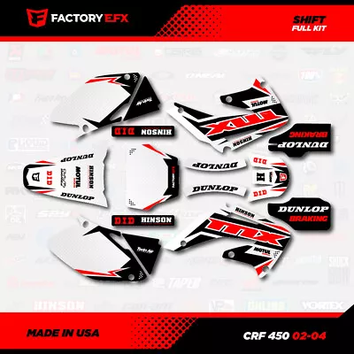 White & Red Shift Racing Graphics Kit Fits Honda Crf450 02-04 Crf 450 Decals • $69.99