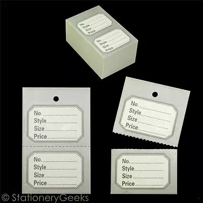 £1.99 • Buy 100 Silver Clothes Garment Tickets Perforated Clothing Price Stock Tags Tagging