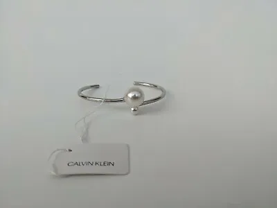 £69.99 • Buy CALVIN KLEIN Silver Tone Open Bangle Bracelet With Pear - SIZE S
