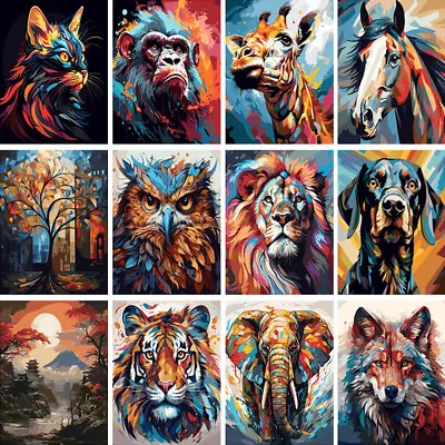 Colorful Animal Scenery DIY Paint Oil Painting By Numbers Kit Digital Home Decor • $19.35