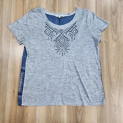 Miss Me Womens Medium Short Sleeve Designed Top Gray & Blue • $11.15