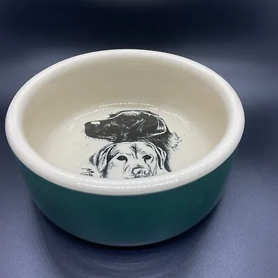 Mason Cash Ceramic Green/White Puppy Dog Feeding Bowl 7  Large • $36.99