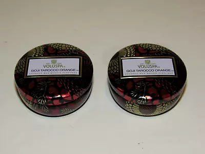 2 Voluspa Scented Candle Set Goji Tarocco Orange 0.9 Oz Ea Travel Tin Mini NWOB • $14.90