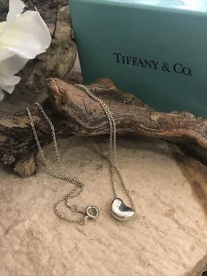 925 Sterling Silver Tiffany & Co Elsa Peretti Sliding Bean Necklace 3.1g 16  • $154.99
