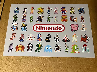 NES Nintendo Video Game Characters Art Poster Mario Kirby Mega Man - 12 X18  • $8.99