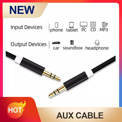 3.5mm Braided Male To Male Stereo Audio AUX Cable Cord For PC IPod CAR IPhone • $0.99