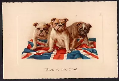 Military Humour - WW1 3 British Bulldogs & Union Jacks Postcard - Plain Back • £4