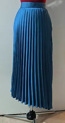 Zara Blue/Steel Pleated Asymmetric Midi Skirt Size S • £17.99