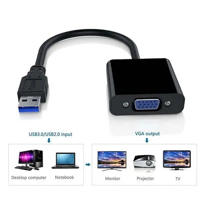 USB 3.0 To VGA Superspeed Graphic Card Multi-Display Monitor Cable Adapter US • $11.99