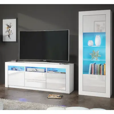 Living Room Set Gloss Doors TV Unit Display Cabinet Cupboard  With Free LED • £169.90
