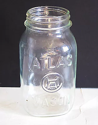 Vintage ATLAS Square H Over A MASON QUART Glass CANNING JAR FREE SH • $26