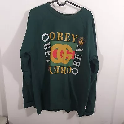 Obey Retro Green Logo Made In USA Sweatshirt Sz L • $30.80