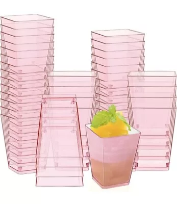 Mifoci 50 Pcs 5 Oz Plastic Dessert Cups Transparent Pink • $20