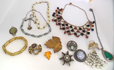 Vintage Costume Jewellery Job Lot Necklaces Brooches Bracelet • £12.99