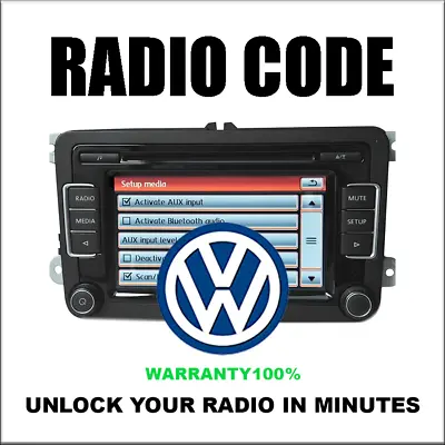 Radio Code Unlock Vw Rcd510 Codes Rcd500 Rcd210 Decode Rns315 36 Fast Service • $5.99