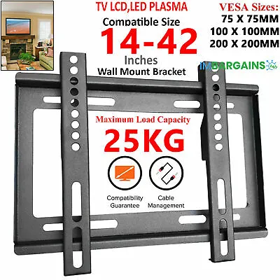 TV Wall Bracket Fixed For 14 15 20 23 25 30 32 38 40 42 TV Plasma LCD LED 3D • £5.99