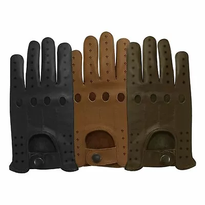 PSS Men's Lightweight Leather Driving Biking Gloves Full Finger Racing Stars 507 • £14.99