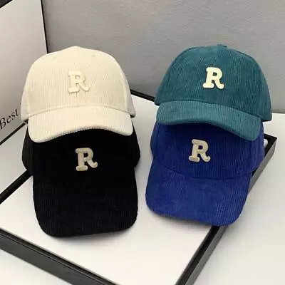 Fashion Corduroy Baseball Cap Ladies Letter R Snapback Hat • $12.99