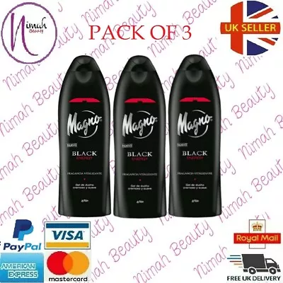 PACK OF 3 Magno Black Enegy Spanish Shower Gel/ Body Wash La Toja 550 Ml • $23.62