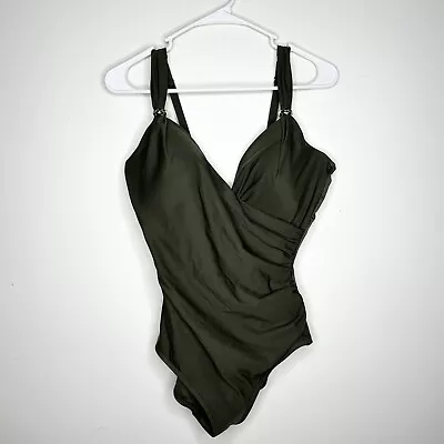 NWOT Miraclesuit Razzle Dazzle Siren One Piece Swimsuit Olive Green Women’s 14 • $40