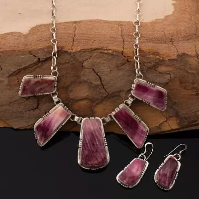 Squash Blossom Necklace  Evening Light  PURPLE Spiny Oyster Sterling Silver SET • $181.05