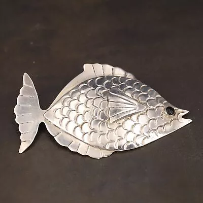 VTG Sterling Silver - MEXICO TAXCO Onyx Fish Animal Statement Brooch Pin - 15g • $10.38