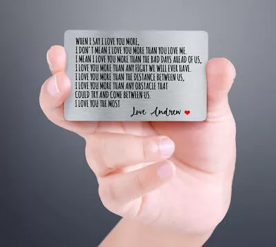 £3.95 • Buy Personalised When I Say I Love You More Metal Card Keepsake Wallet Insert Gift